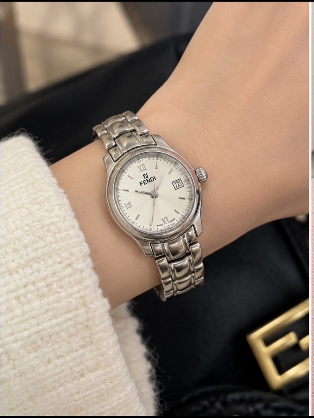 Fendi Silver Stainless Steel Women's Watch with Bracelet Band 210L